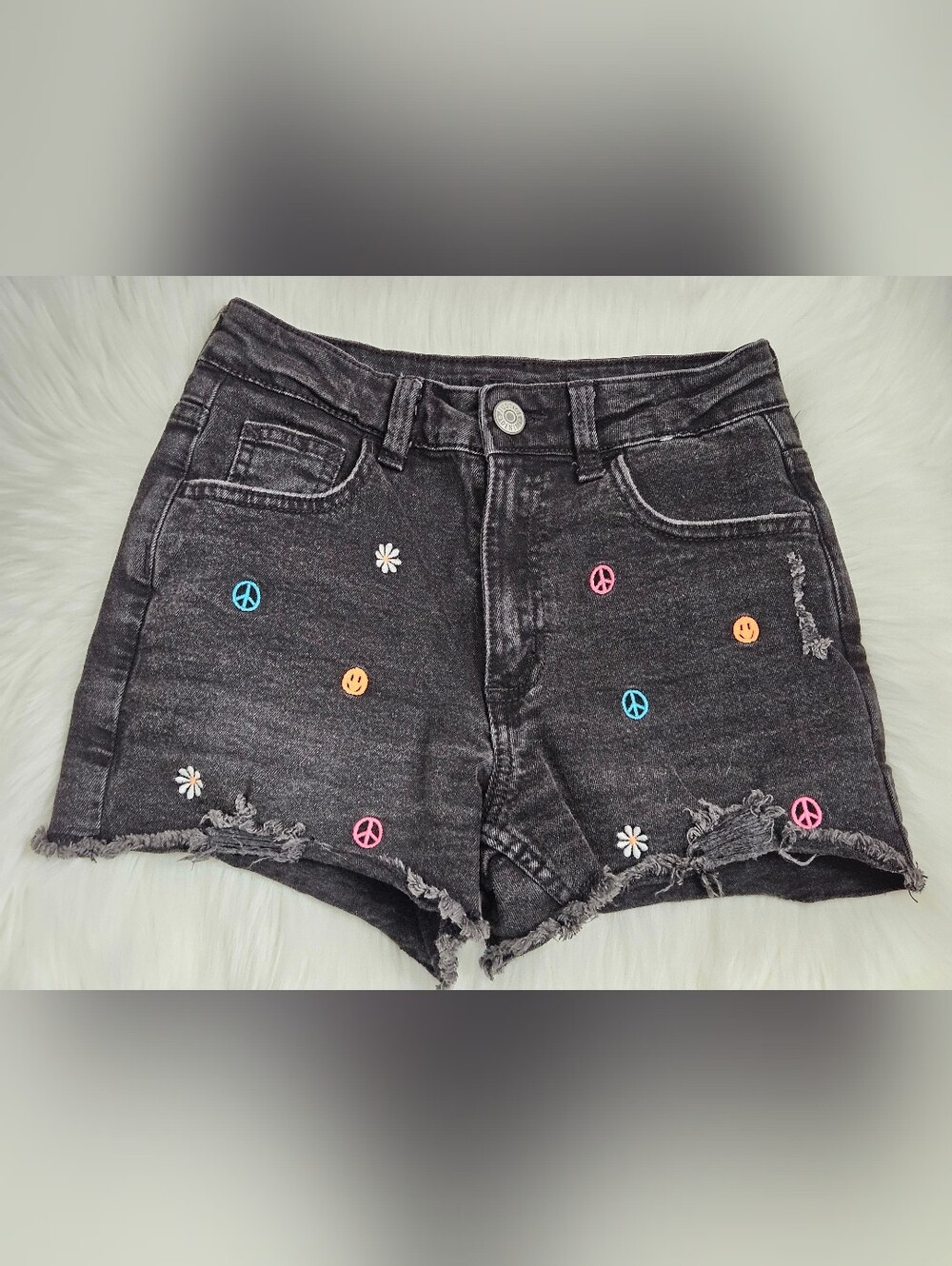 Justice Black Denim Shorts